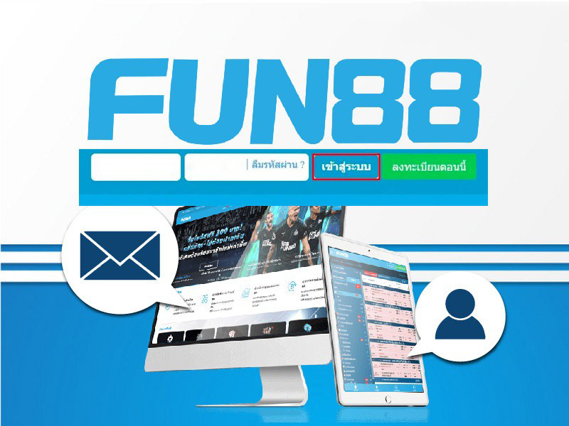 หน้าจอการเข้าสู่ระบบบนแอปพลิเคชัน Fun88